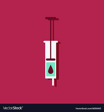 Flat icon design medical injection in sticker vector image