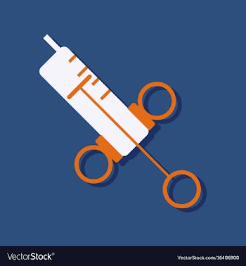 Flat icon design medical injection in sticker vector image