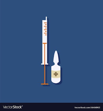 Flat icon design medical injection in sticker vector image