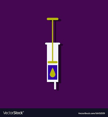 Flat icon design medical injection in sticker vector image