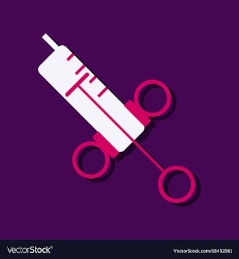 Flat icon design medical injection in sticker vector image