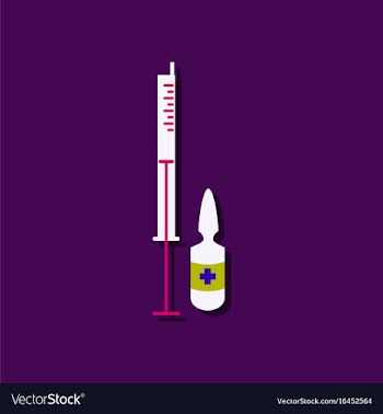 Flat icon design medical injection in sticker vector image