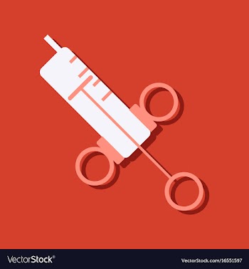 Flat icon design medical injection in sticker vector image