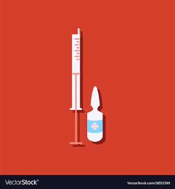 Flat icon design medical injection in sticker vector image