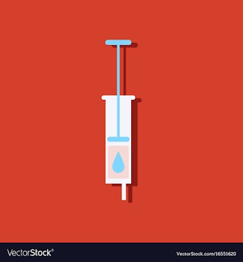 Flat icon design medical injection in sticker vector image