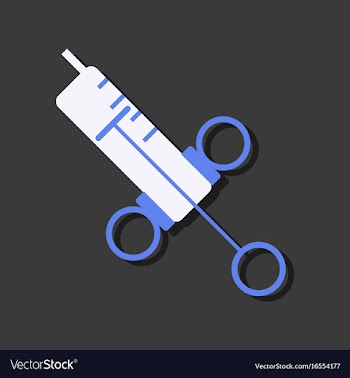 Flat icon design medical injection in sticker vector image