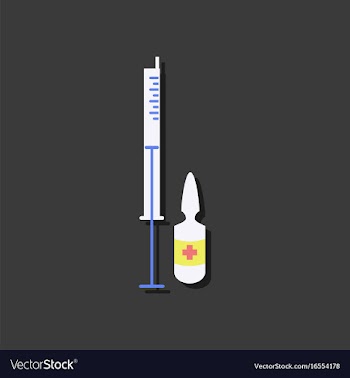 Flat icon design medical injection in sticker vector image