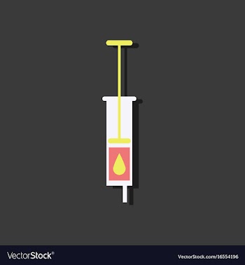 Flat icon design medical injection in sticker vector image