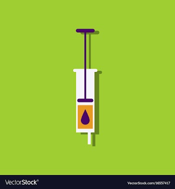 Flat icon design medical injection in sticker vector image