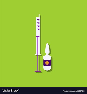 Flat icon design medical injection in sticker vector image