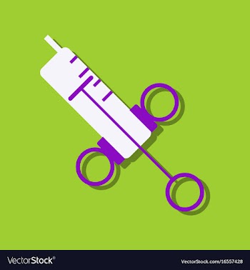 Flat icon design medical injection in sticker vector image