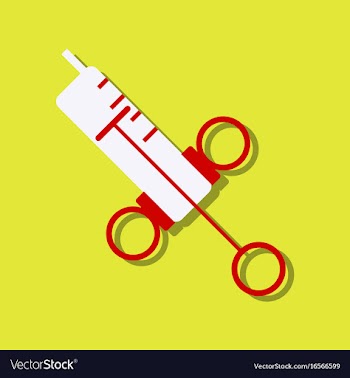 Flat icon design medical injection in sticker vector image