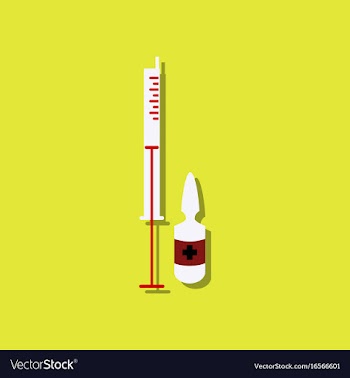 Flat icon design medical injection in sticker vector image