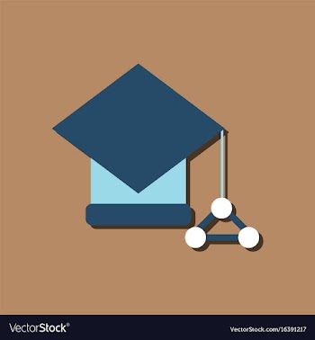 Flat icon design molecules square academic cap in vector image