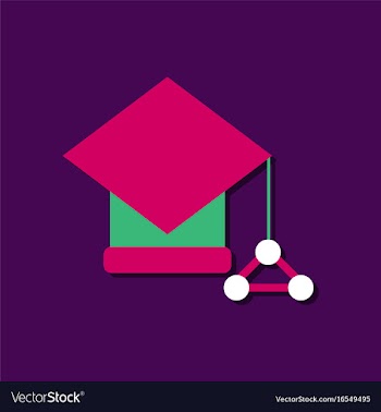 Flat icon design molecules square academic cap in vector image