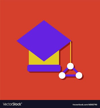 Flat icon design molecules square academic cap in vector image
