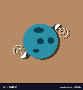 Flat icon design planet and satellite in sticker vector image