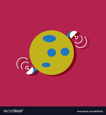 Flat icon design planet and satellite in sticker vector image