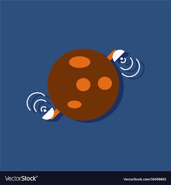 Flat icon design planet and satellite in sticker vector image