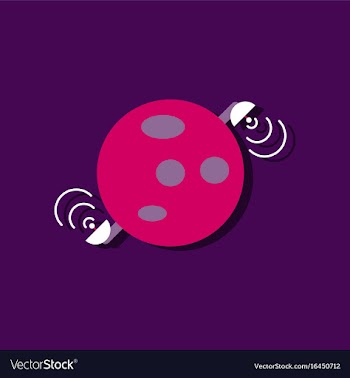 Flat icon design planet and satellite in sticker vector image