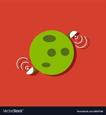Flat icon design planet and satellite in sticker vector image