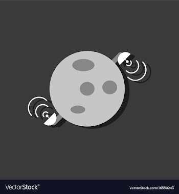 Flat icon design planet and satellite in sticker vector image