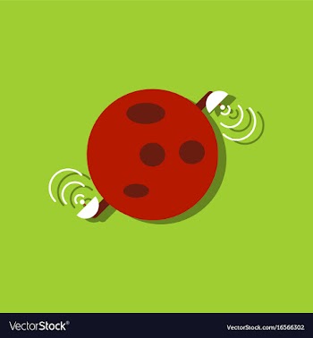 Flat icon design planet and satellite in sticker vector image