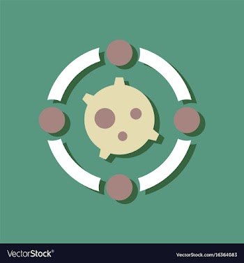 Flat icon design planet orbit in sticker style vector image