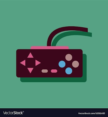 Flat icon design playing joystick in sticker style vector image