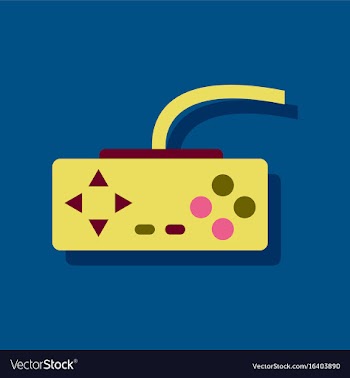 Flat icon design playing joystick in sticker style vector image