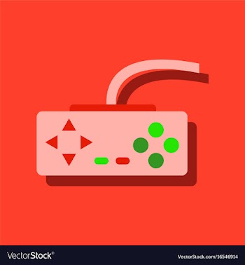 Flat icon design playing joystick in sticker style vector image