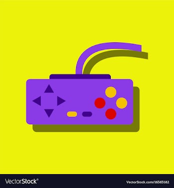 Flat icon design playing joystick in sticker style vector image