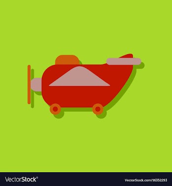 Flat icon design retro plane toy in sticker style vector image