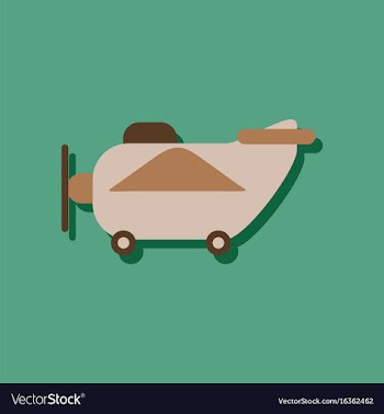 Flat icon design retro plane toy in sticker style vector image