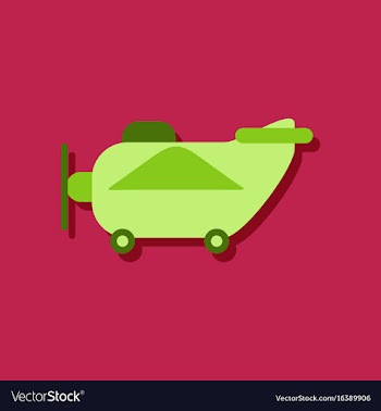 Flat icon design retro plane toy in sticker style vector image