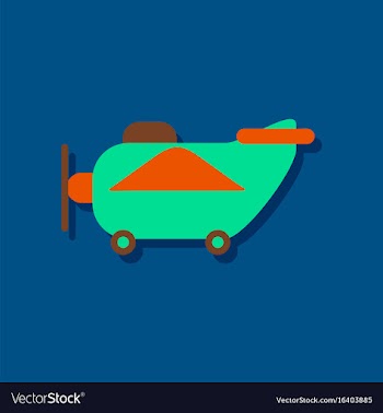Flat icon design retro plane toy in sticker style vector image