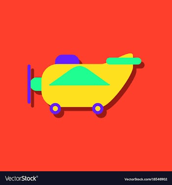 Flat icon design retro plane toy in sticker style vector image
