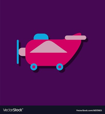 Flat icon design retro plane toy in sticker style vector image
