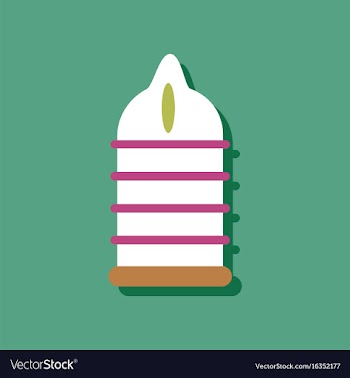 Flat icon design ribbed condom in sticker style vector image