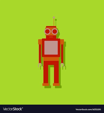 Flat icon design robot toy with antenna in vector image
