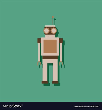 Flat icon design robot toy with antenna in vector image