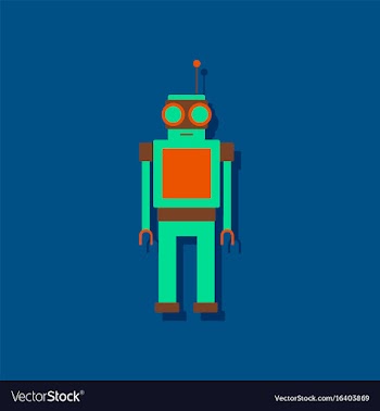 Flat icon design robot toy with antenna in vector image