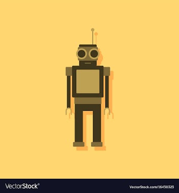 Flat icon design robot toy with antenna in vector image