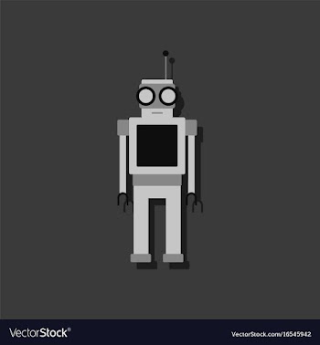 Flat icon design robot toy with antenna in vector image
