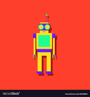 Flat icon design robot toy with antenna in vector image