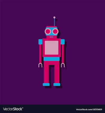 Flat icon design robot toy with antenna in vector image