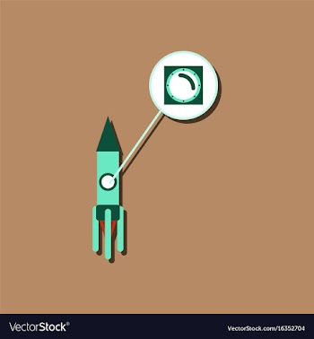 Flat icon design rocket illuminator in sticker vector image