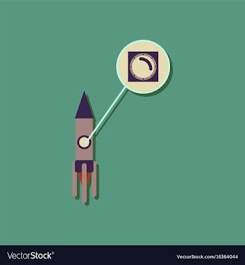 Flat icon design rocket illuminator in sticker vector image