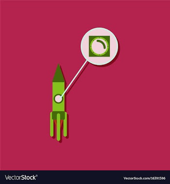 Flat icon design rocket illuminator in sticker vector image