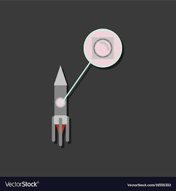 Flat icon design rocket illuminator in sticker vector image